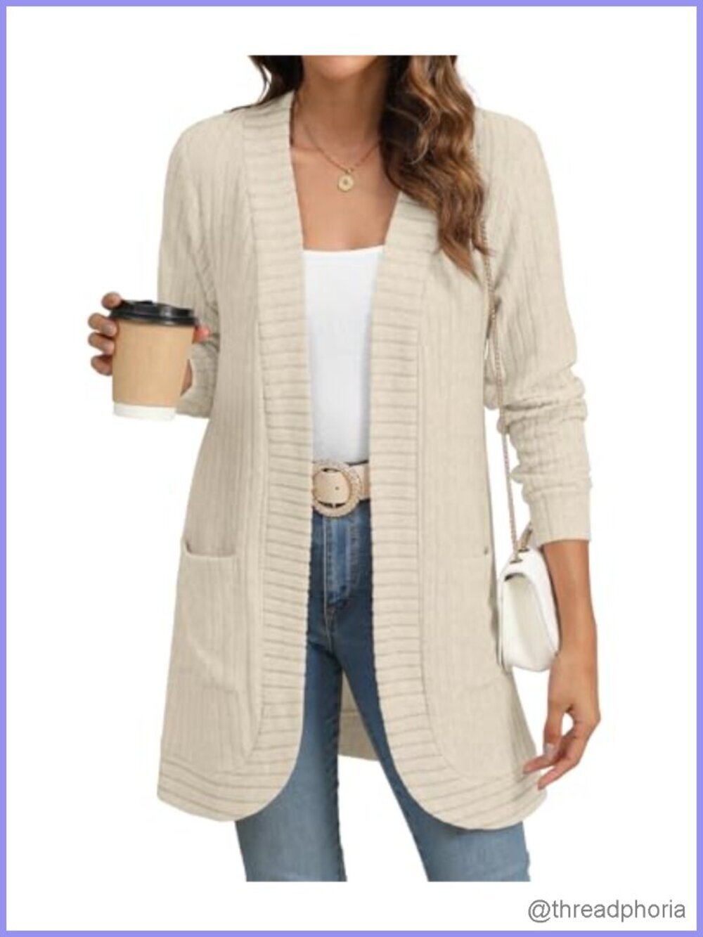 Open Front Long Sleeve Cardigan Sweater with Pockets for Women Lightweight Soft